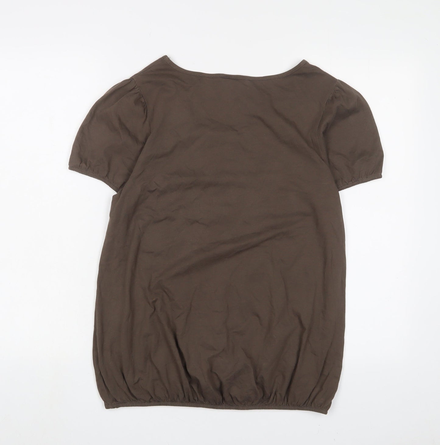 Womens UK Size 12 Cotton Traders Brown Basic T-Shirt