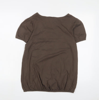 Womens UK Size 12 Cotton Traders Brown Basic T-Shirt