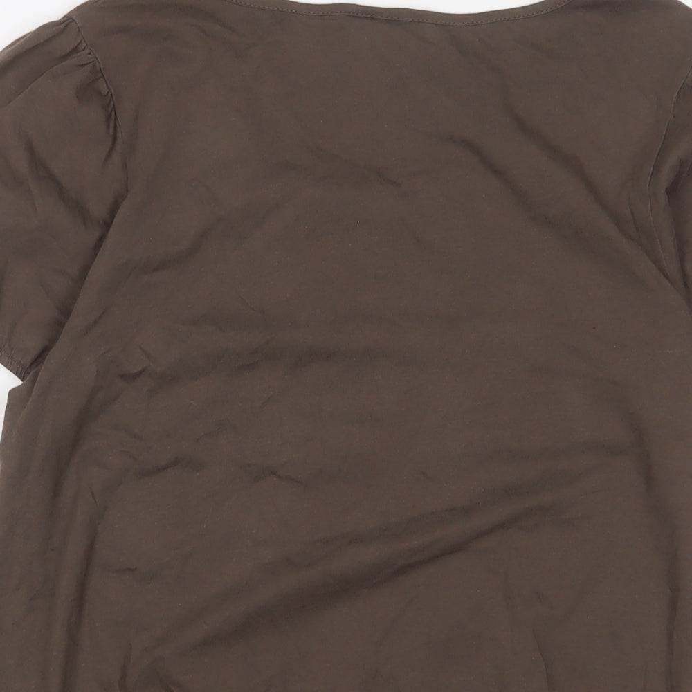 Womens UK Size 12 Cotton Traders Brown Basic T-Shirt