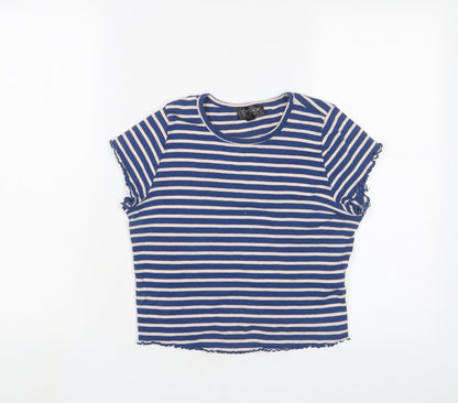 Womens UK Size 10 Topshop Blue Cropped T-Shirt