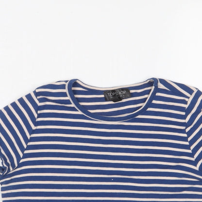 Womens UK Size 10 Topshop Blue Cropped T-Shirt