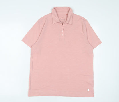 PENNY PLAIN Womens Pink Polyester Basic Polo Size 14 Collared
