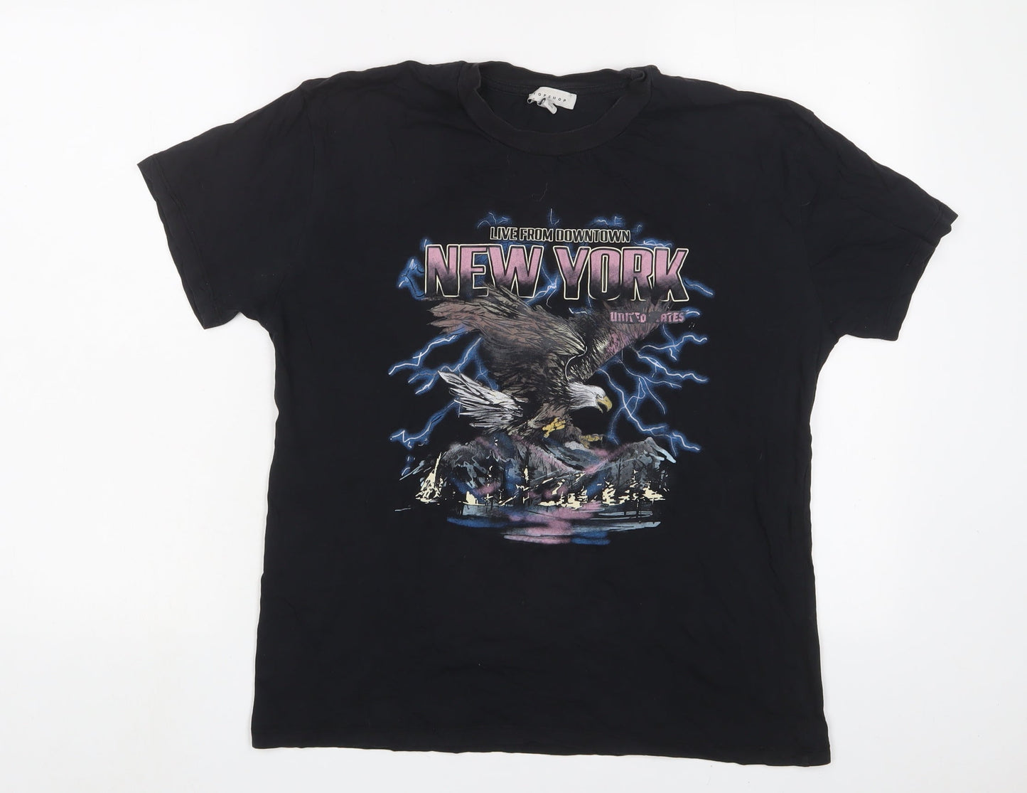 Womens UK Size 8 Topshop Black Basic T-Shirt