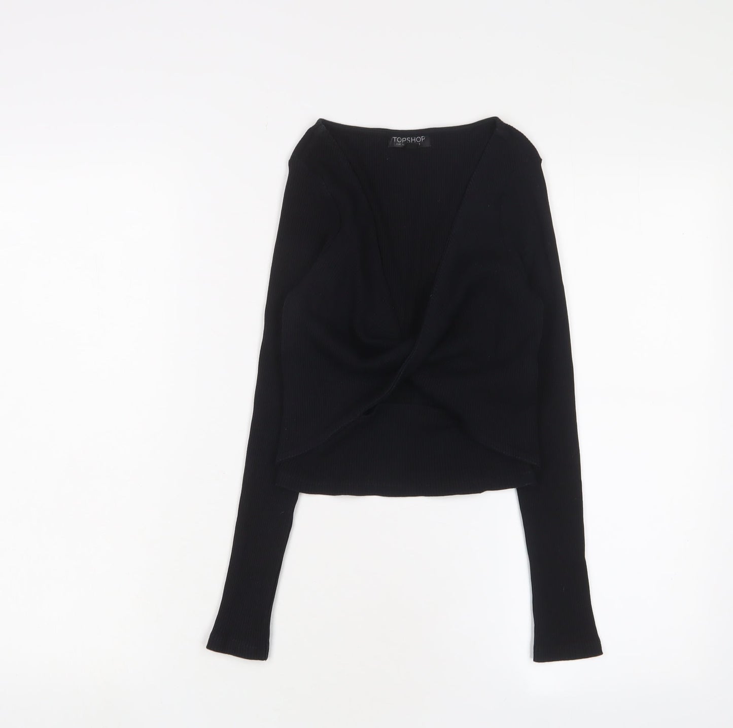Womens UK Size 8 Topshop Black Cropped T-Shirt