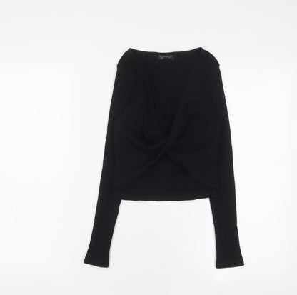 Womens UK Size 8 Topshop Black Cropped T-Shirt