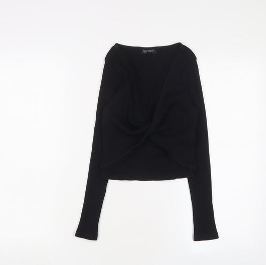 Womens UK Size 8 Topshop Black Cropped T-Shirt