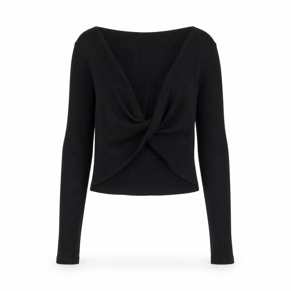 Womens UK Size 8 Topshop Black Cropped T-Shirt
