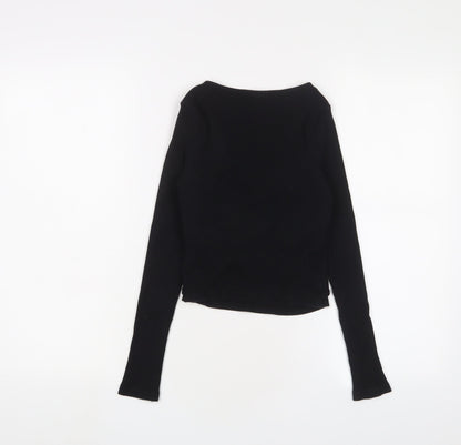 Womens UK Size 8 Topshop Black Cropped T-Shirt
