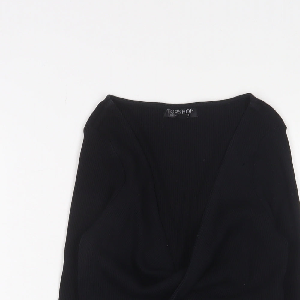 Womens UK Size 8 Topshop Black Cropped T-Shirt