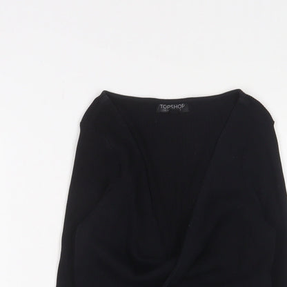 Womens UK Size 8 Topshop Black Cropped T-Shirt
