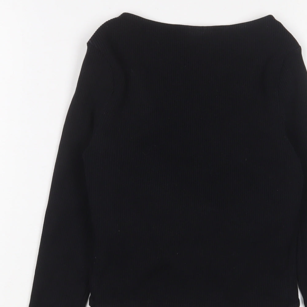 Womens UK Size 8 Topshop Black Cropped T-Shirt