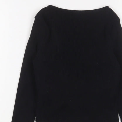 Womens UK Size 8 Topshop Black Cropped T-Shirt