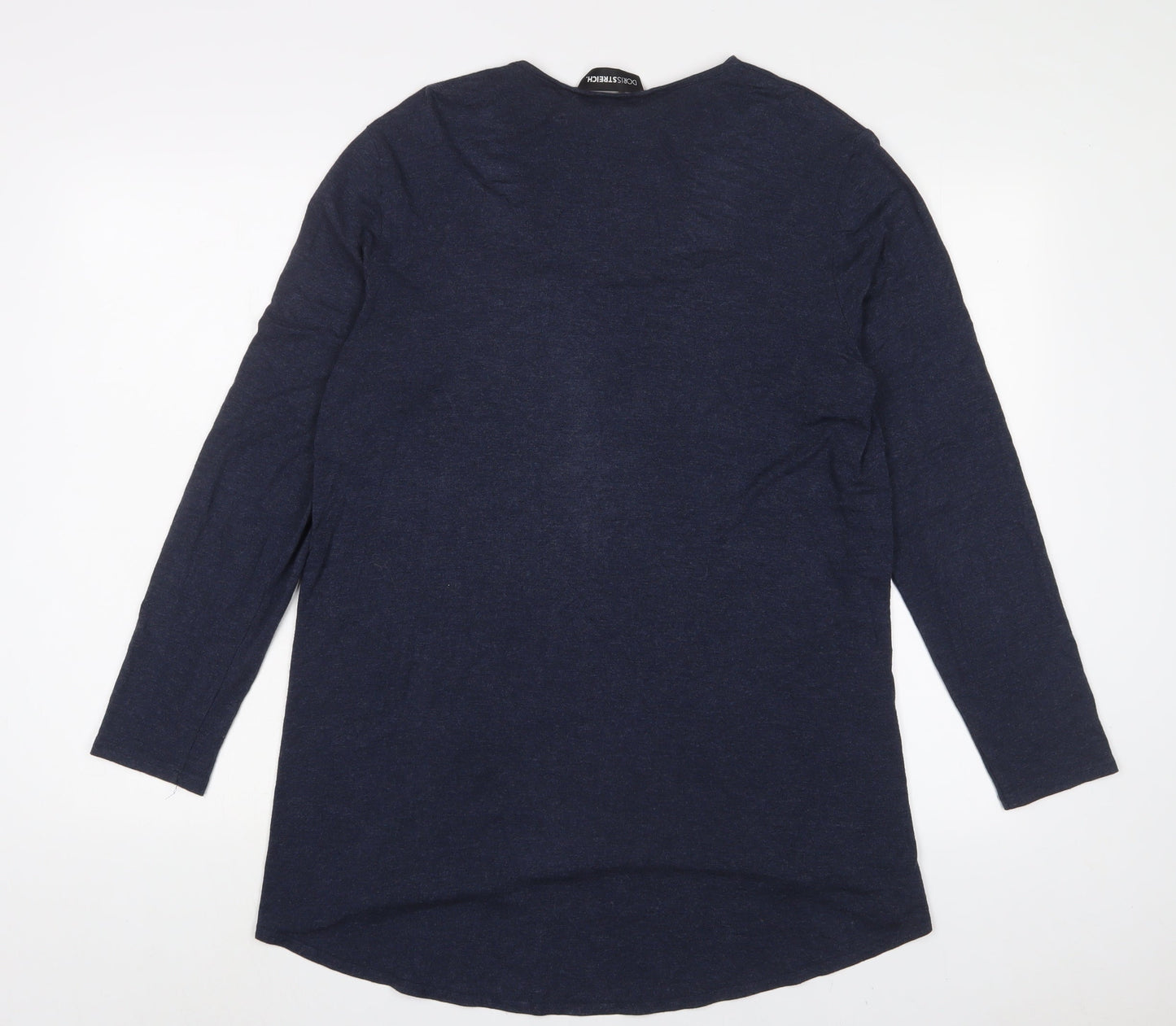 Doris Streich. Womens Blue Viscose Tunic T-Shirt Size 12 Crew Neck - Zips