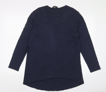 Doris Streich. Womens Blue Viscose Tunic T-Shirt Size 12 Crew Neck - Zips