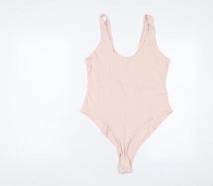 Miss Selfridge Womens Pink Cotton Bodysuit One-Piece Size 16 Snap