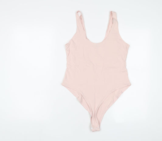 Miss Selfridge Womens Pink Cotton Bodysuit One-Piece Size 16 Snap