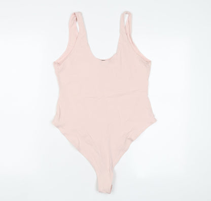 Miss Selfridge Womens Pink Cotton Bodysuit One-Piece Size 16 Snap