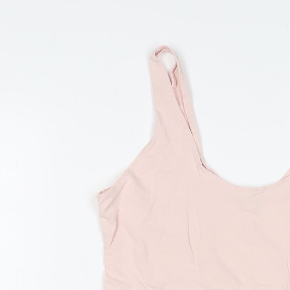 Miss Selfridge Womens Pink Cotton Bodysuit One-Piece Size 16 Snap