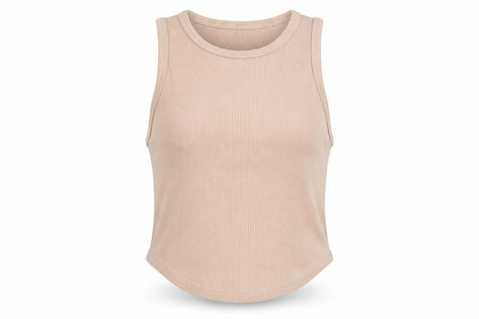 Womens UK Size S Bershka Beige Cropped Tank