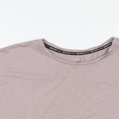 H&M Womens Pink Polyester Basic T-Shirt Size S Crew Neck Pullover