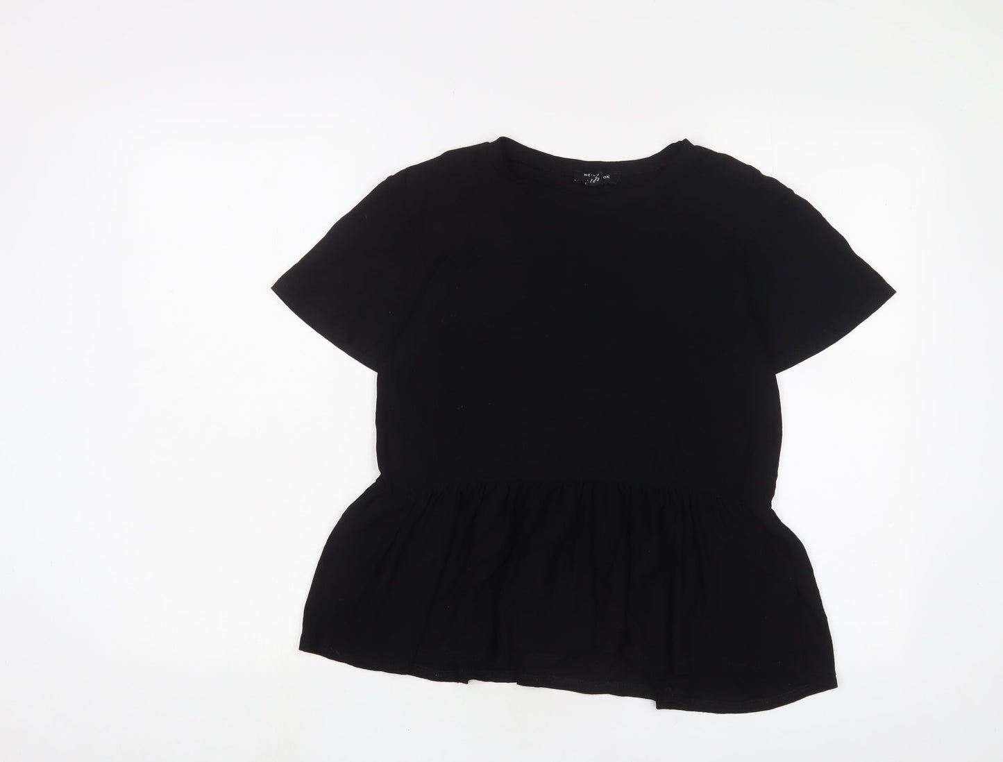 Womens UK Size 10 New Look Black Basic T-Shirt