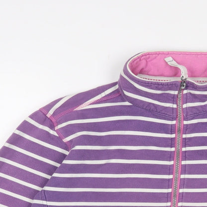 Lazy Jacks Womens Purple Striped Cotton Full Zip Sweatshirt Size S Zip - Logo, Embroidered