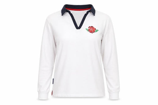 England Womens White Cotton Basic Polo Size 14 Collared - Logo, Embroidered