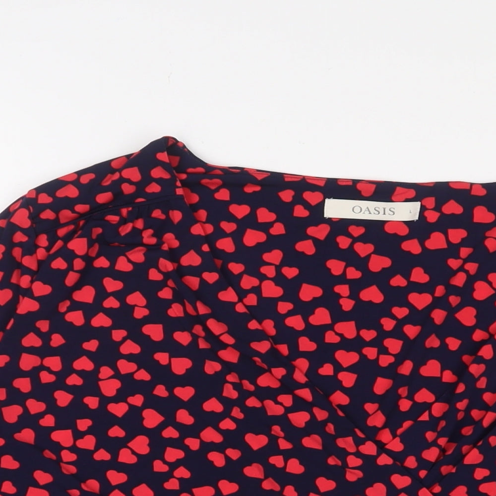 Womens UK Size L Oasis Blue Basic Button-Up