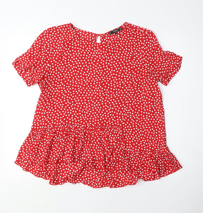 Womens UK Size M Mango Red Tunic Blouse