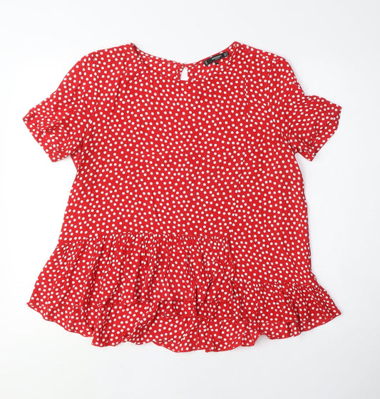 Womens UK Size M Mango Red Tunic Blouse