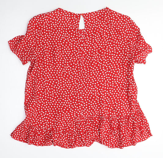 Womens UK Size M Mango Red Tunic Blouse