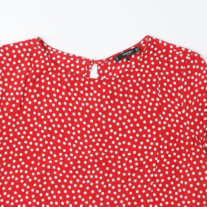 Womens UK Size M Mango Red Tunic Blouse