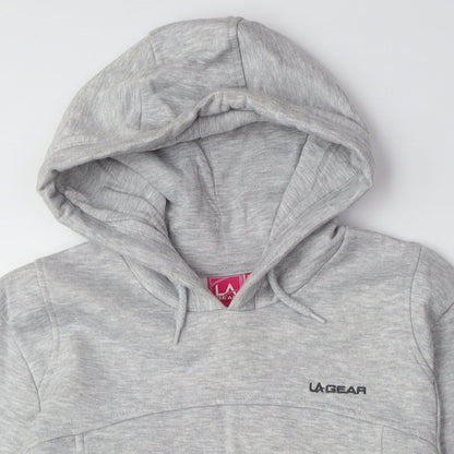 Womens UK Size M LA Gear Grey Pullover Hoodie