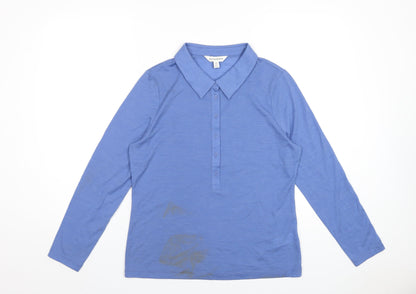 Autograph Womens Blue Wool Basic Polo Size 14 Collared