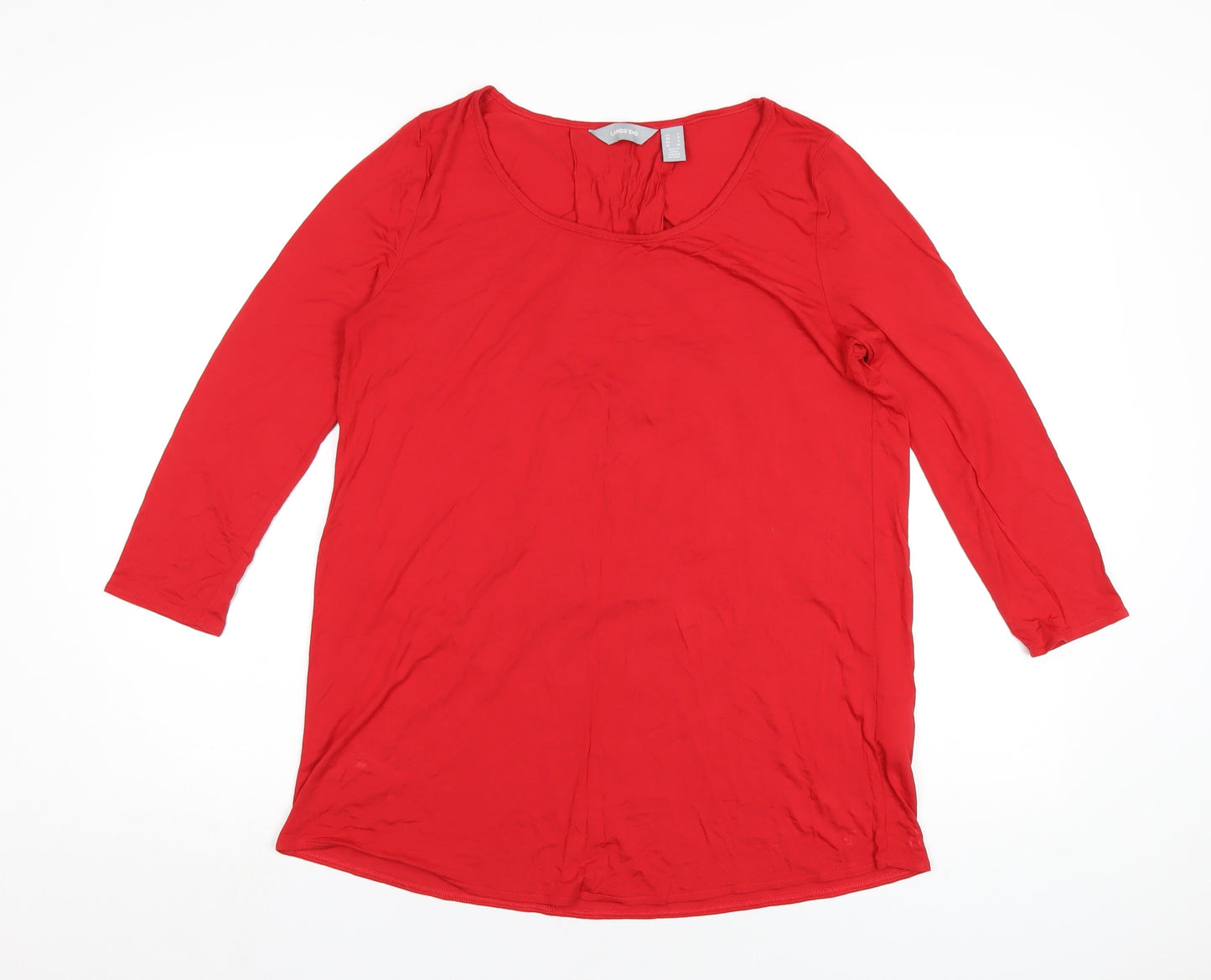 Lands' End Womens Red Viscose Basic T-Shirt Size S Round Neck