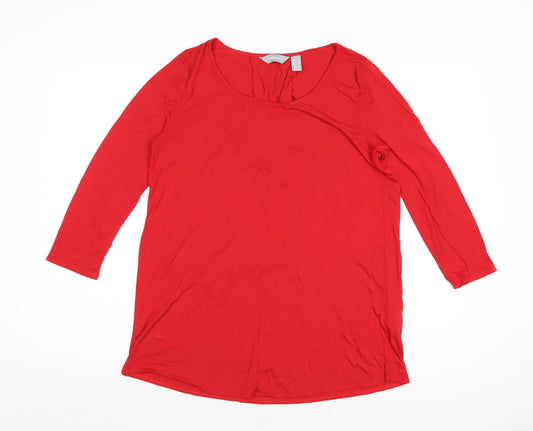 Lands' End Womens Red Viscose Basic T-Shirt Size S Round Neck