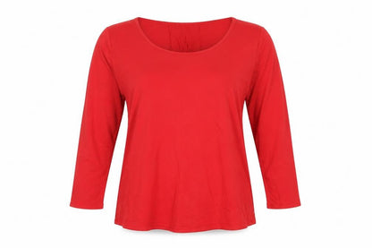 Lands' End Womens Red Viscose Basic T-Shirt Size S Round Neck