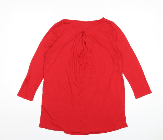 Lands' End Womens Red Viscose Basic T-Shirt Size S Round Neck