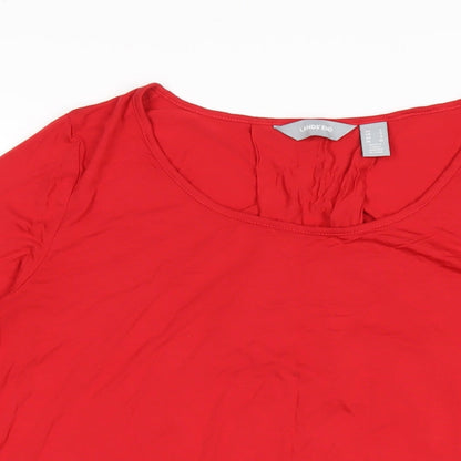 Lands' End Womens Red Viscose Basic T-Shirt Size S Round Neck