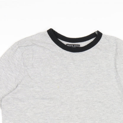 Brave Soul Womens Grey Cotton T-Shirt Dress Size XS Round Neck Pullover