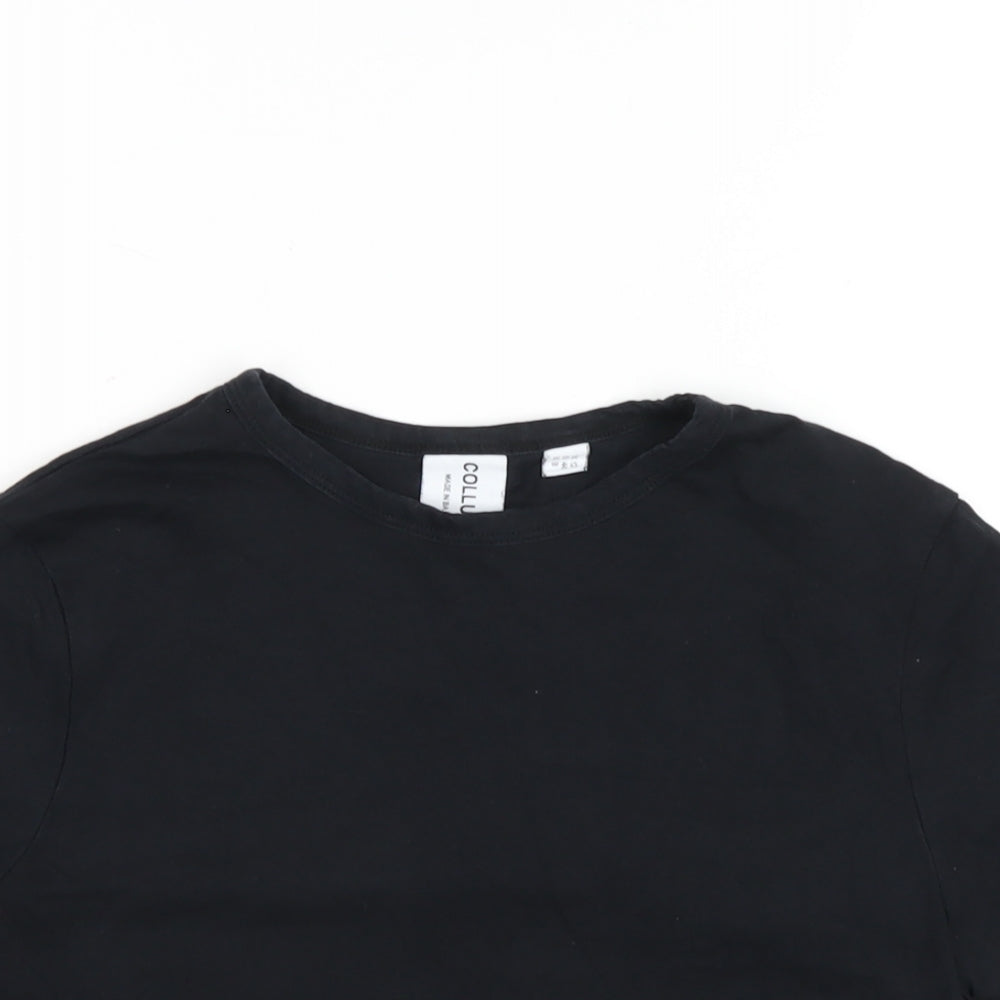 Womens UK Size 12 COLLUSION Black Basic T-Shirt