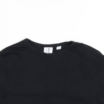 Womens UK Size 12 COLLUSION Black Basic T-Shirt