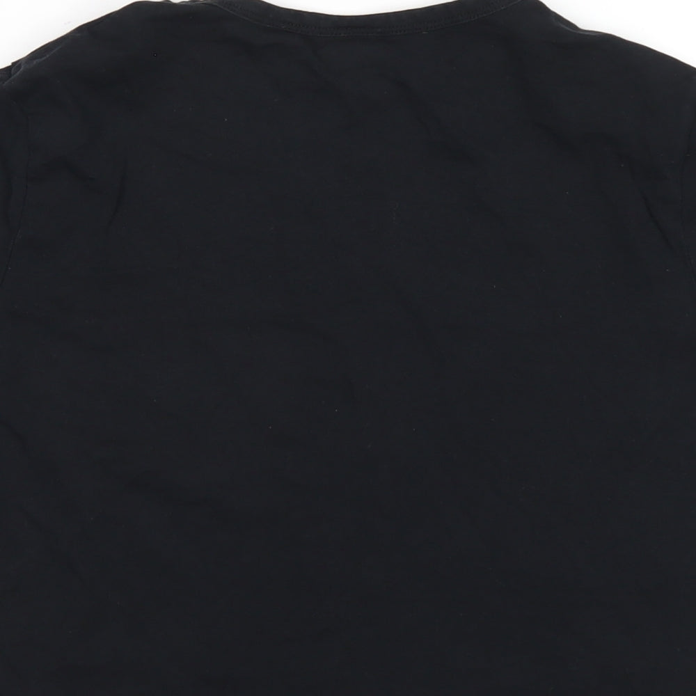 Womens UK Size 12 COLLUSION Black Basic T-Shirt