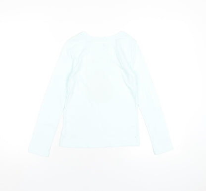 Gap Girls Blue Cotton Basic T-Shirt Size 8-9 Years Round Neck Pullover - Avocato