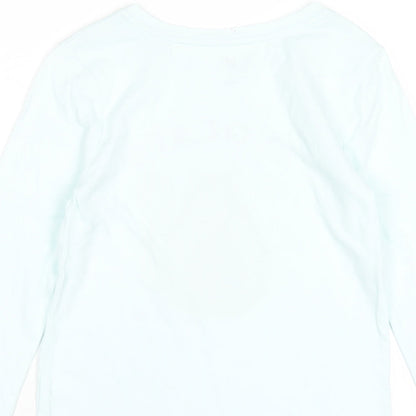 Gap Girls Blue Cotton Basic T-Shirt Size 8-9 Years Round Neck Pullover - Avocato