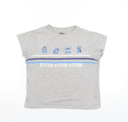 Womens UK Size 6 Disney Grey Basic T-Shirt