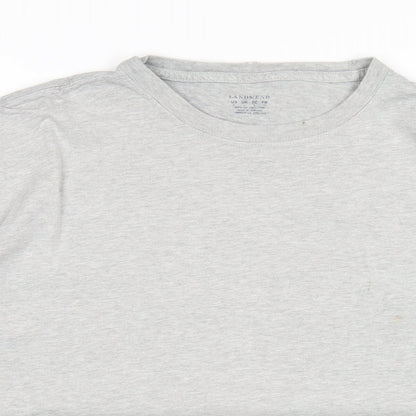 Lands' End Mens Grey Cotton T-Shirt Size L Round Neck