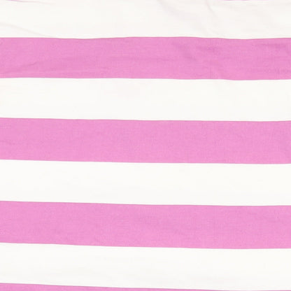 Pull&Bear Mens Purple Striped Cotton T-Shirt Size XL Round Neck