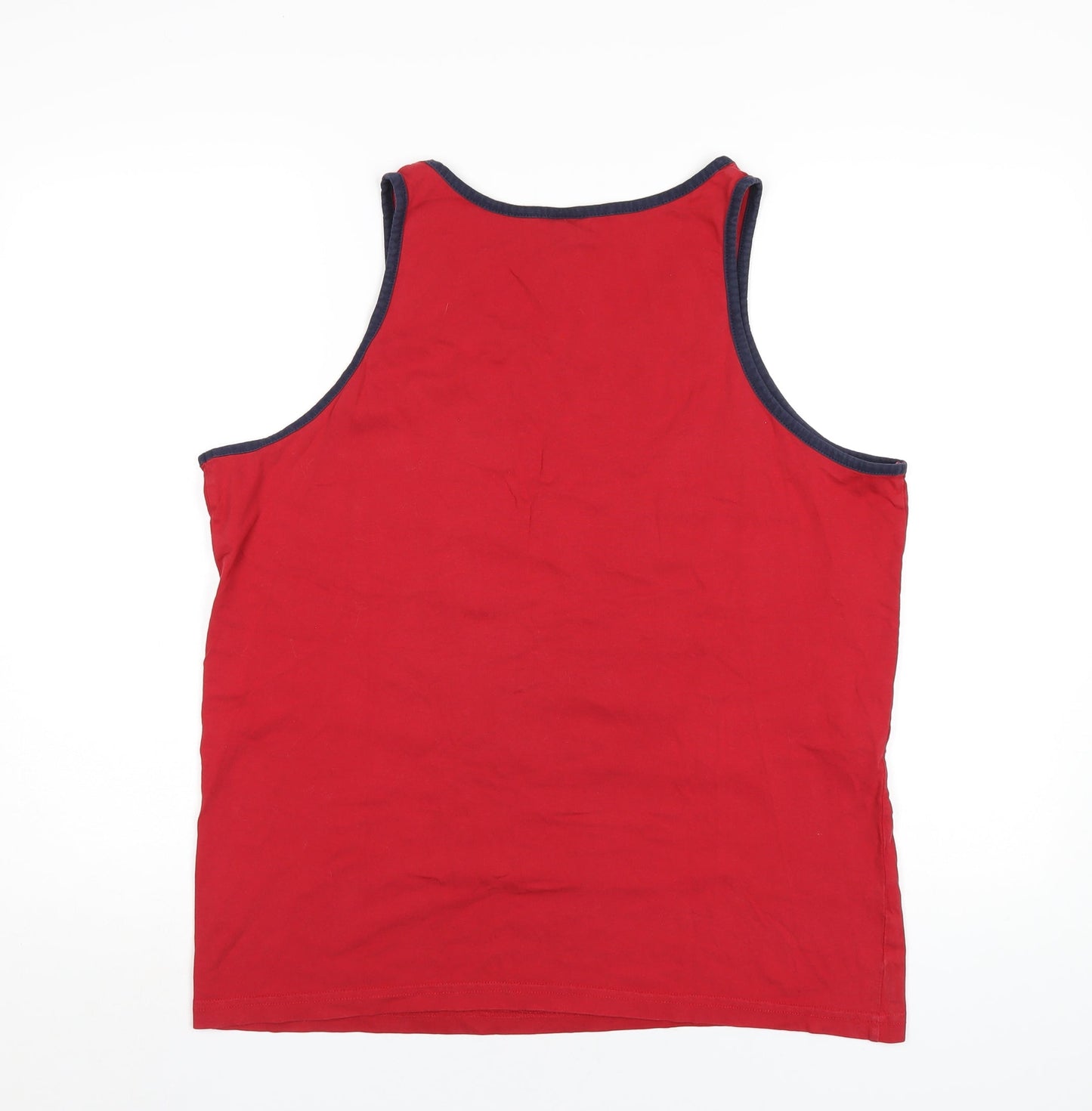 Oak Valley Mens Red Cotton T-Shirt Size L Round Neck