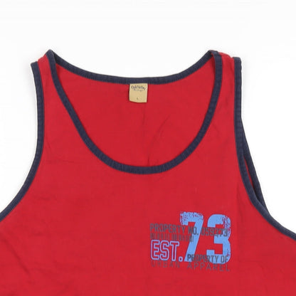 Oak Valley Mens Red Cotton T-Shirt Size L Round Neck
